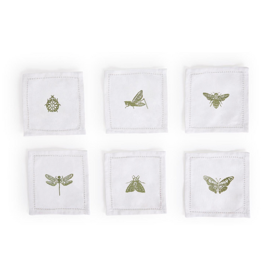 S/6 Insect Cocktail Napkins